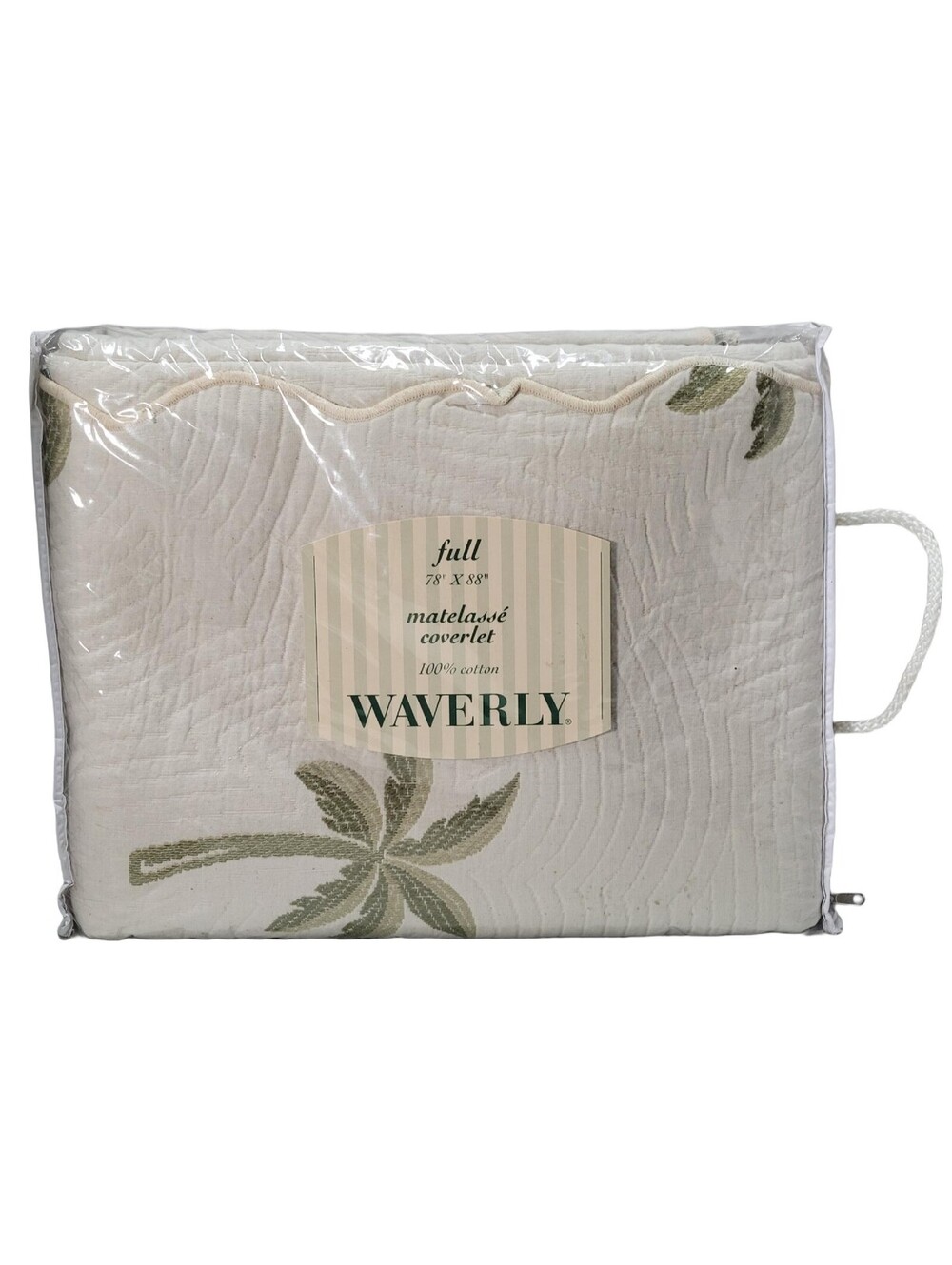 Vtg Waverly Full Size Matelasse Palm Tree Coverlet Bed Cover Blanket 78" × 88"